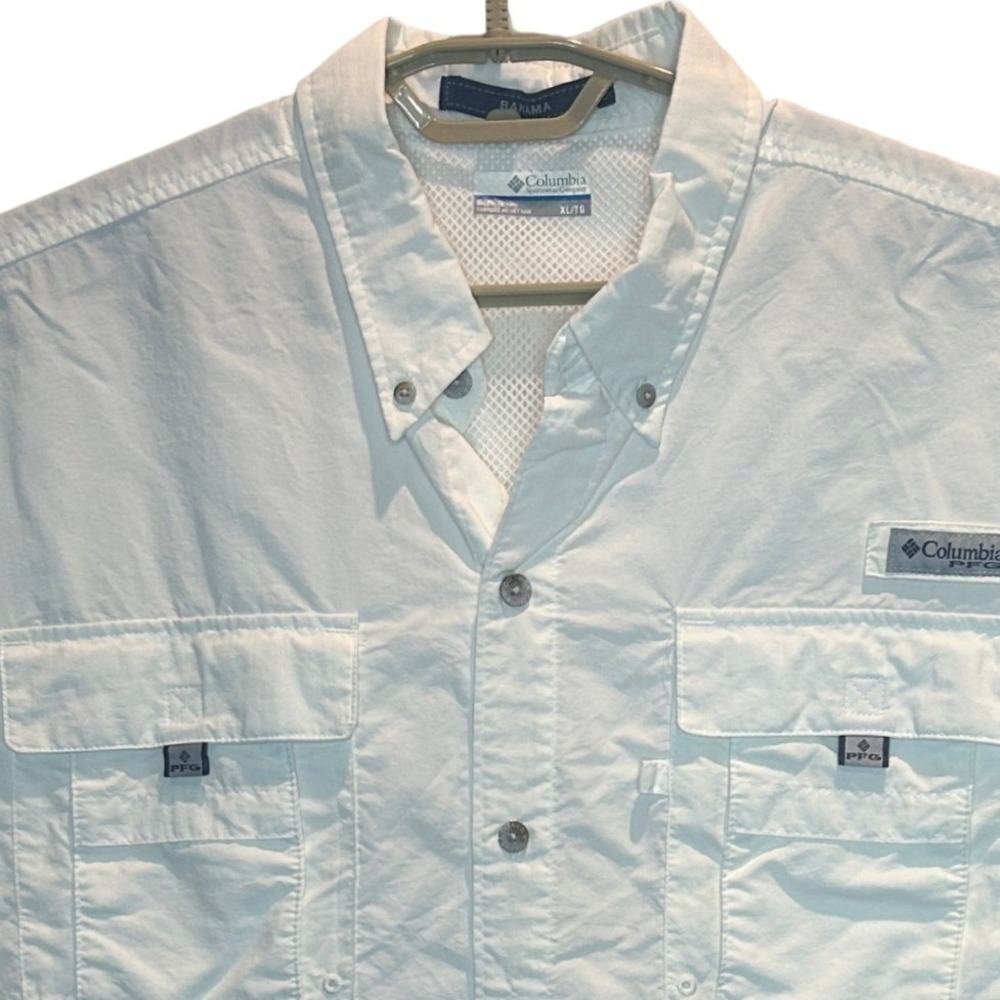 Columbia PFG Bahama II Shirt XL Mens White Short Sleeve Fishing Vent FM7047